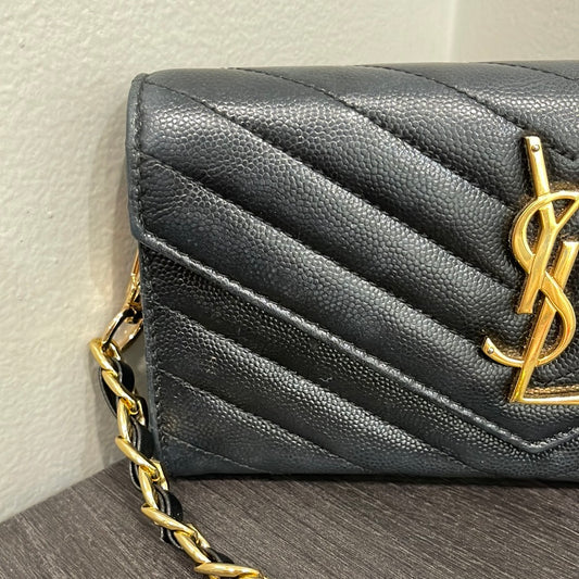 SOLD! Yves Saint Laurent YSL Caviar Wallet on Chain