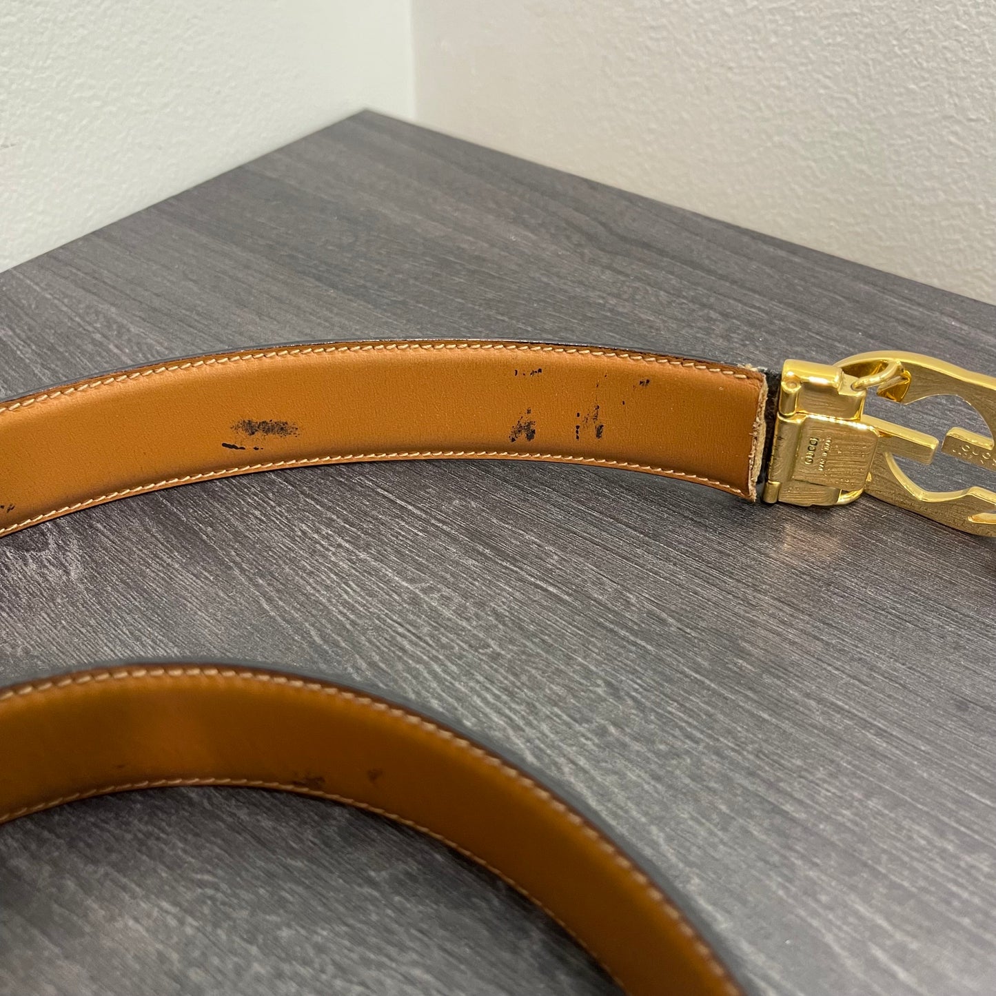 GUCCI Detachable Belt Buckle, Reversible Black/Brown Leather Belt Size 83/34