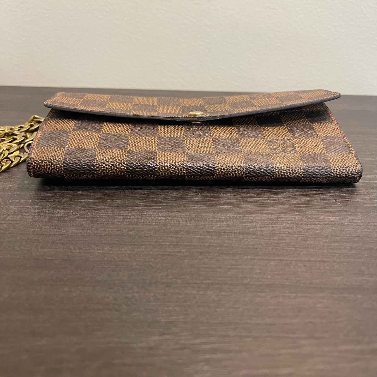 SOLD! Louis Vuitton Damier Ebene Wallet on Chain
