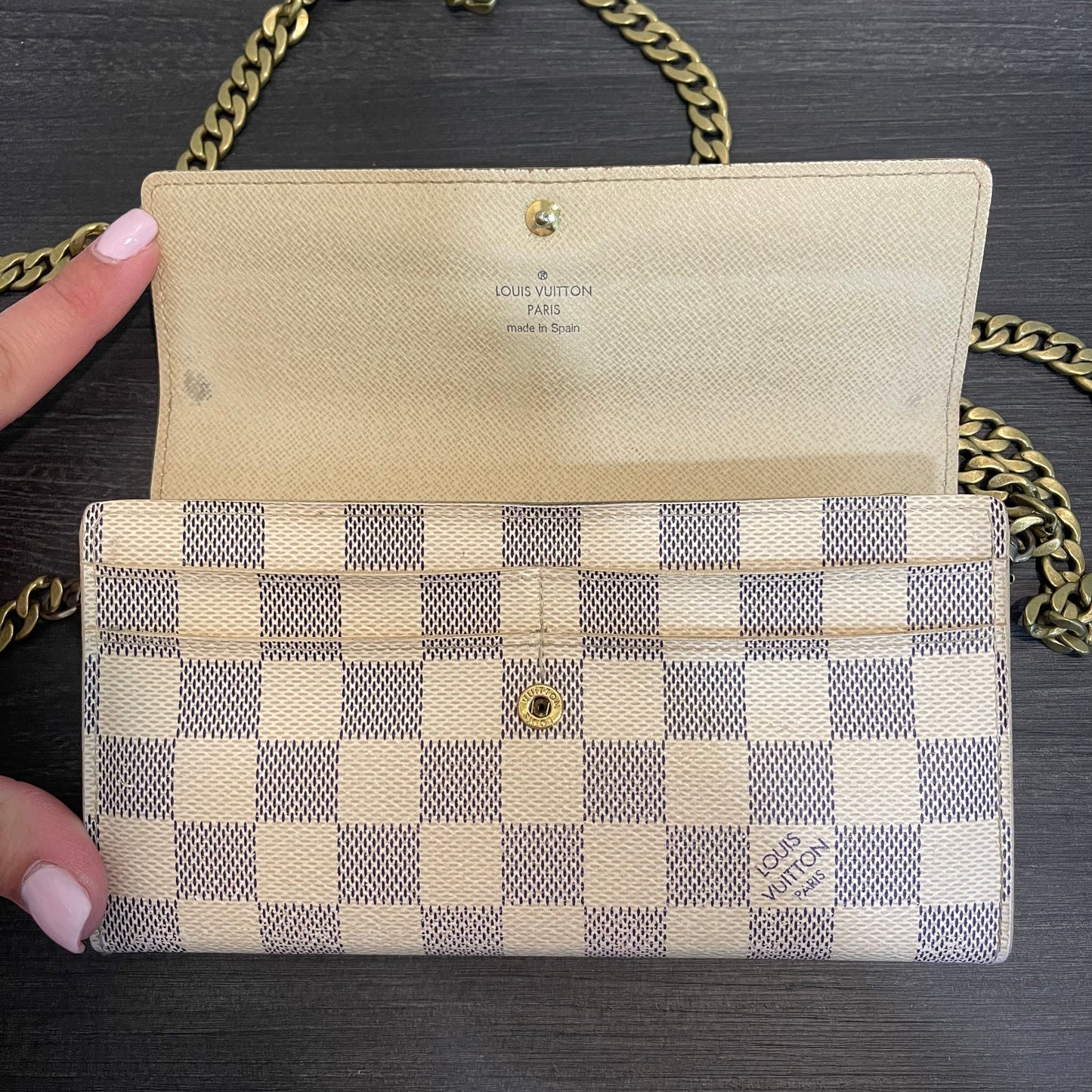 SOLD! Louis Vuitton Damier Azur Wallet on Chain