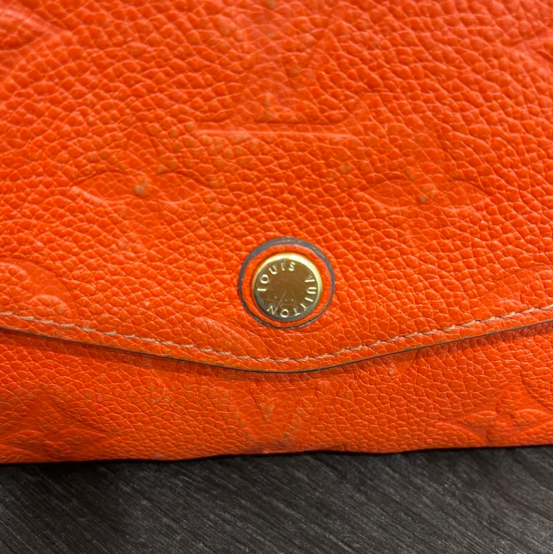 SOLD! Louis Vuitton Monogram Empreinte Orange Wallet on Chain