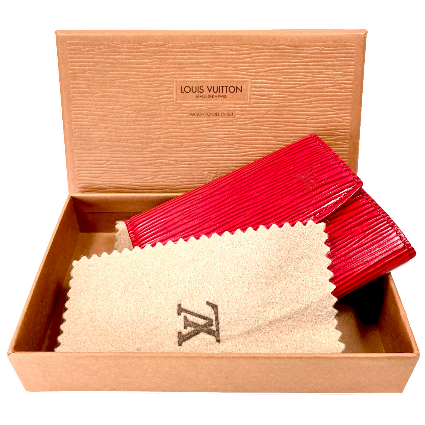 LOUIS VUITTON Red Epi Coin Purse with Box
