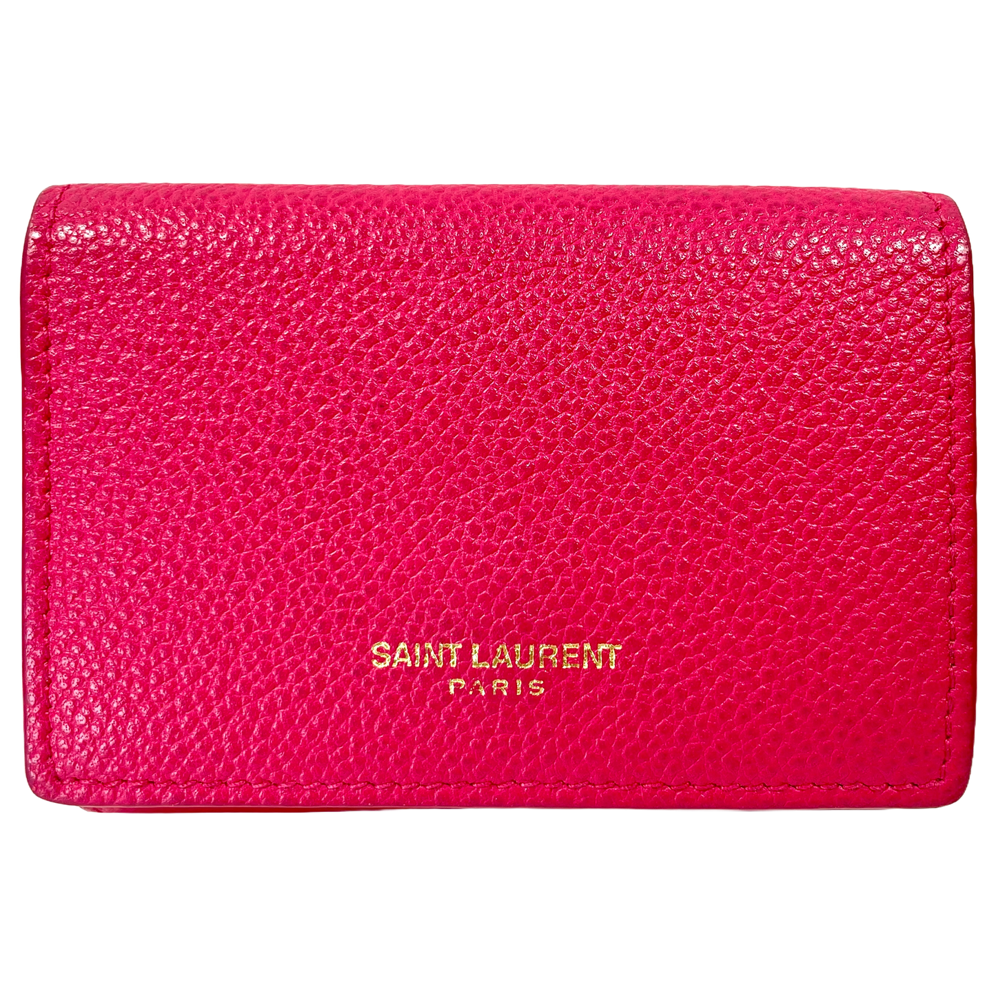 SAINT LAURENT Pink Leather Tri-fold Mini Wallet