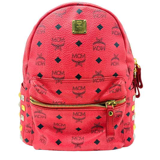 #1148 MCM Stark Side Studs Backpack In Coral Visetos