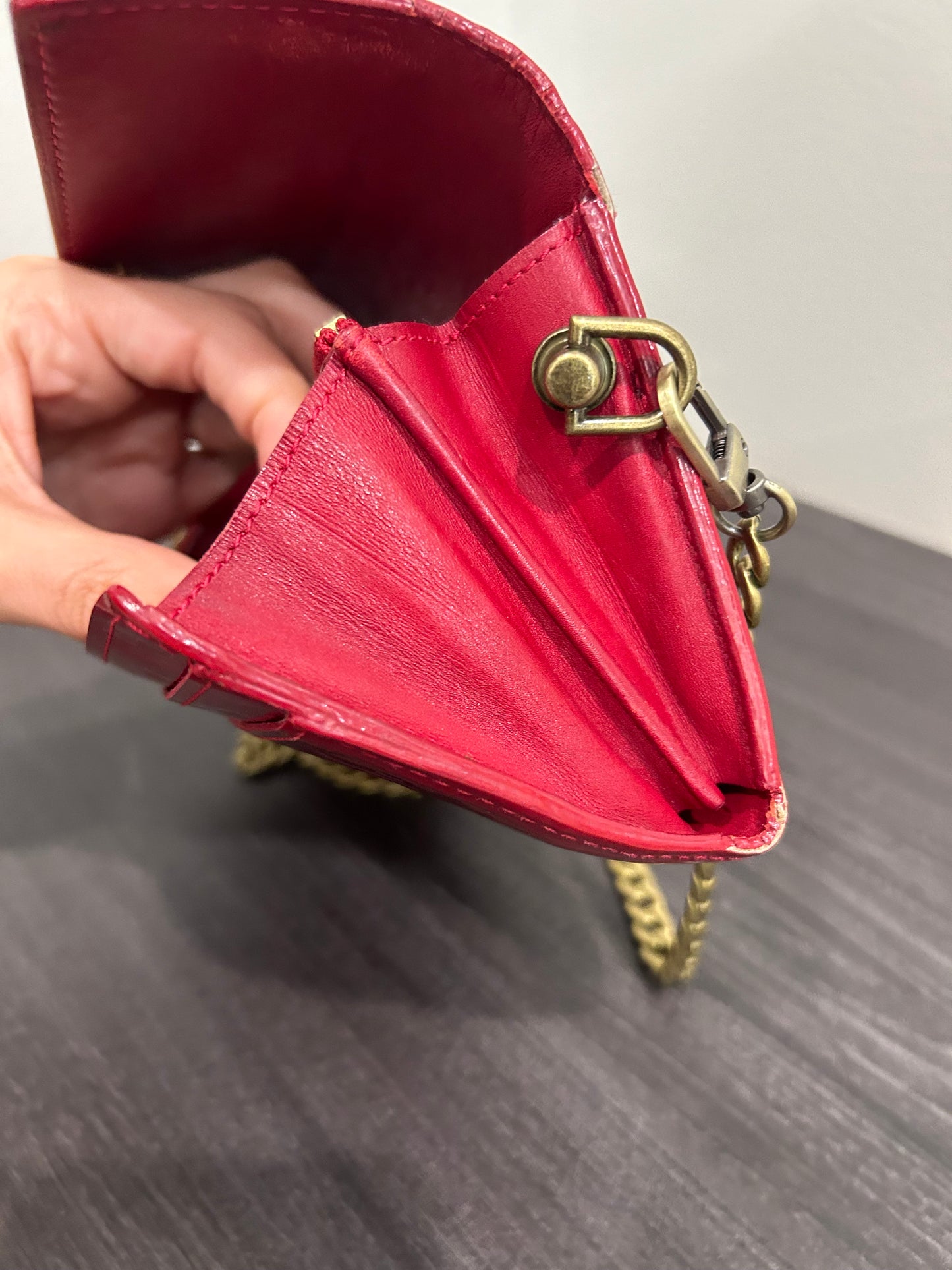 SOLD! Louis Vuitton Monogram Vernis Wallet on Chain