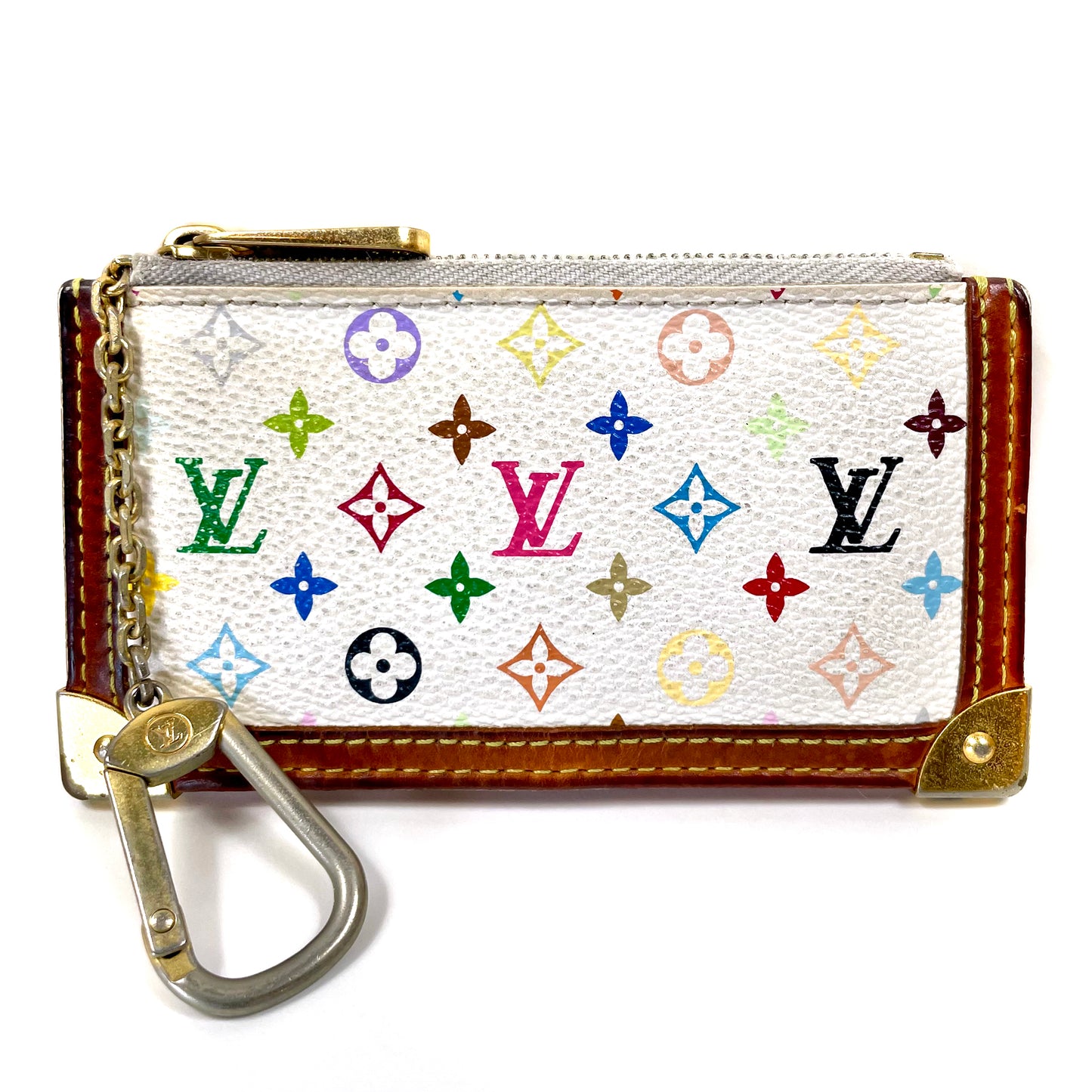 LOUIS VUITTON White Multicolor Monogram Coin Purse