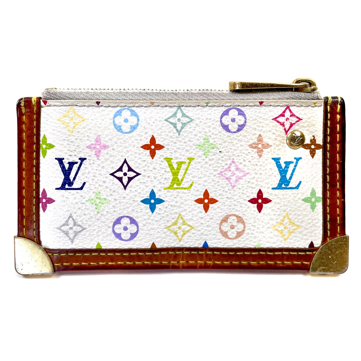 LOUIS VUITTON White Multicolor Monogram Coin Purse