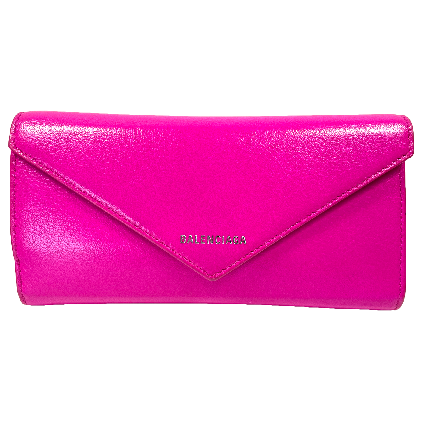 BALENCIAGA Hot Pink Leather Long Wallet