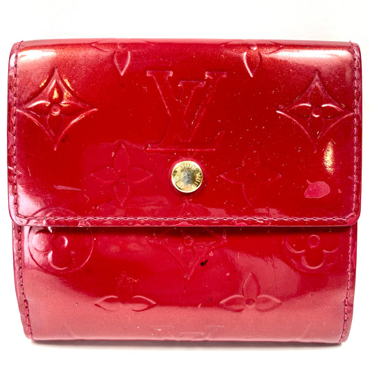 LOUIS VUITTON Red Monogram Vernis Leather Compact Wallet