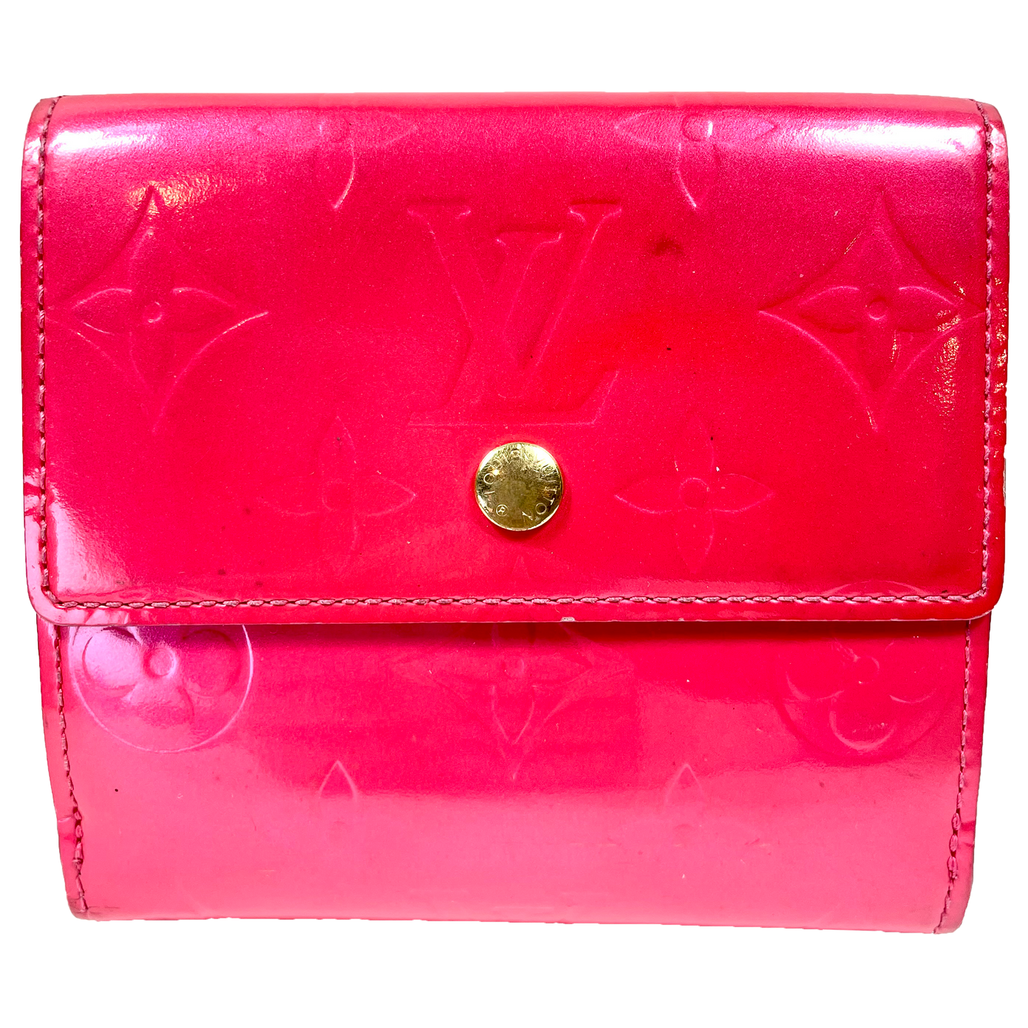 LOUIS VUITTON Hot Pink Monogram Vernis Leather Compact Wallet