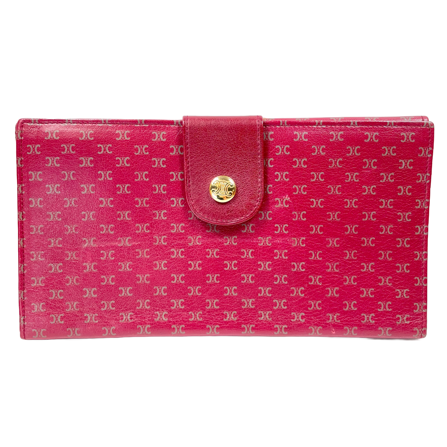 CELINE Red Leather Long Wallet