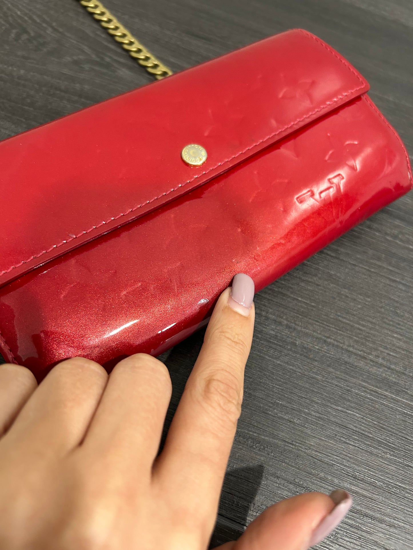 SOLD! Louis Vuitton Monogram Vernis Wallet on Chain