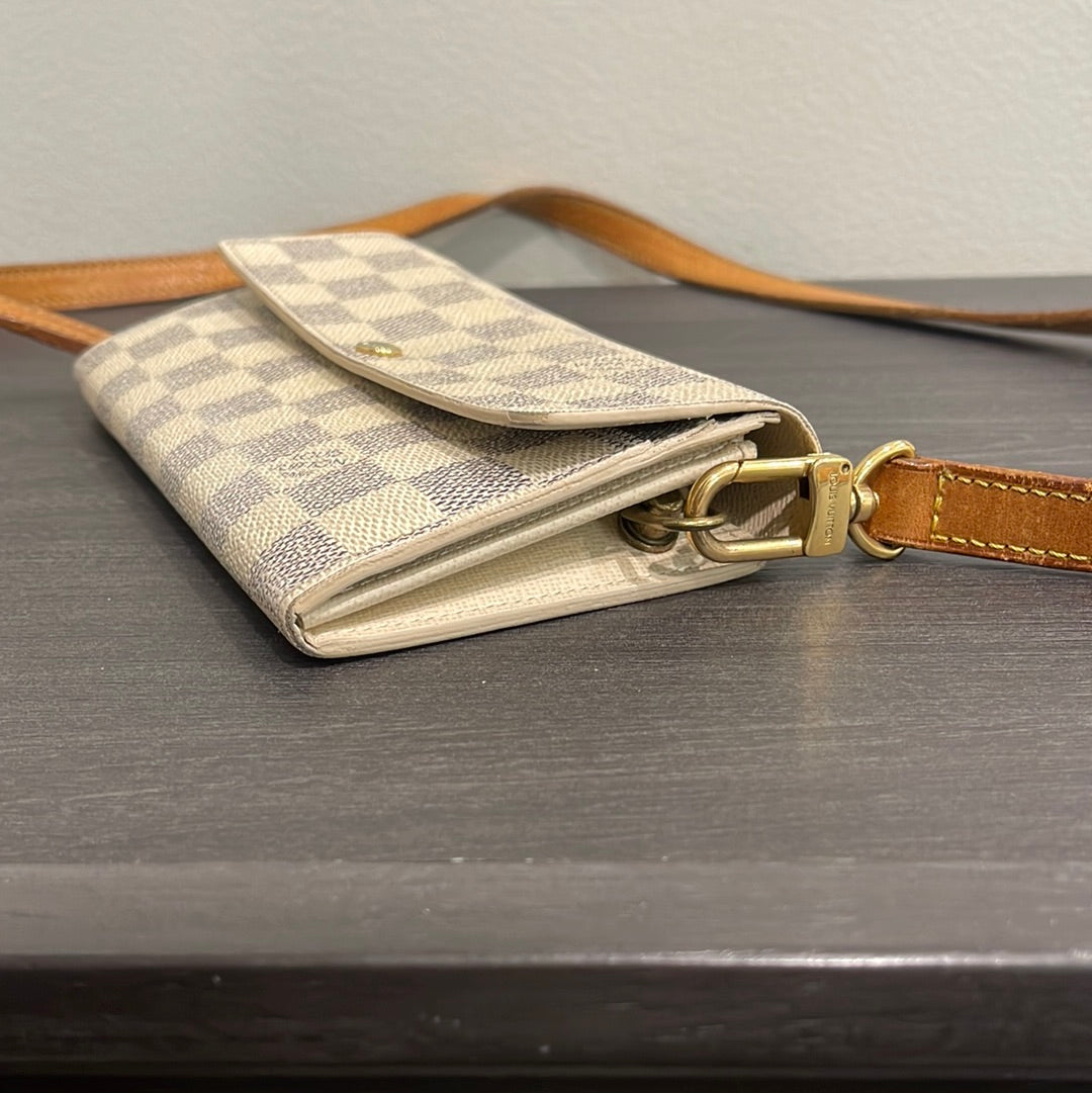 SOLD! Louis Vuitton Damier Wallet with Shoulder Strap