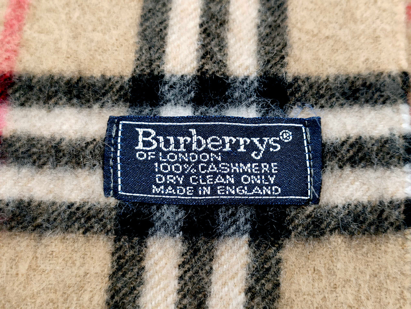 #1330 BURBERRY Vintage Archive Beige 100% Cashmere Scarf