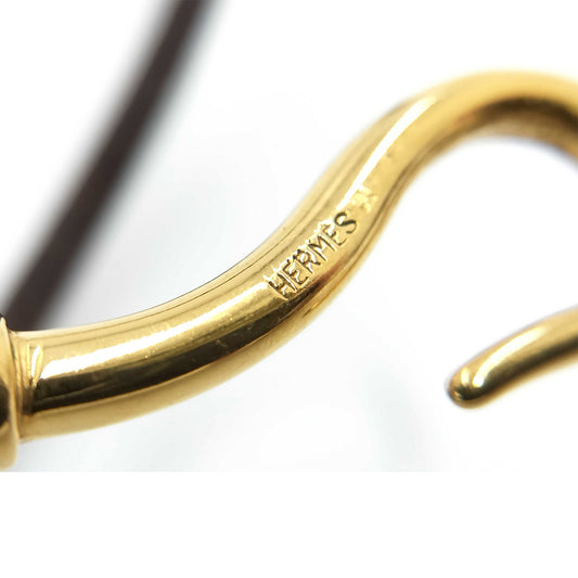#1248 HERMÈS Leather Jumbo Gold Hook Double Tour Bracelet