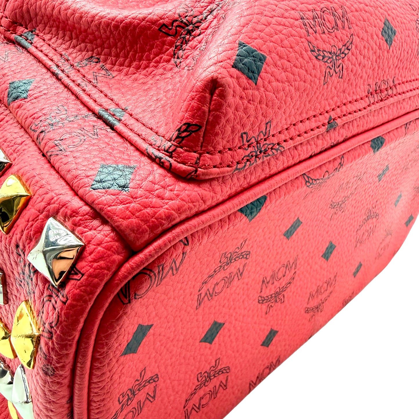 #1148 MCM Stark Side Studs Backpack In Coral Visetos