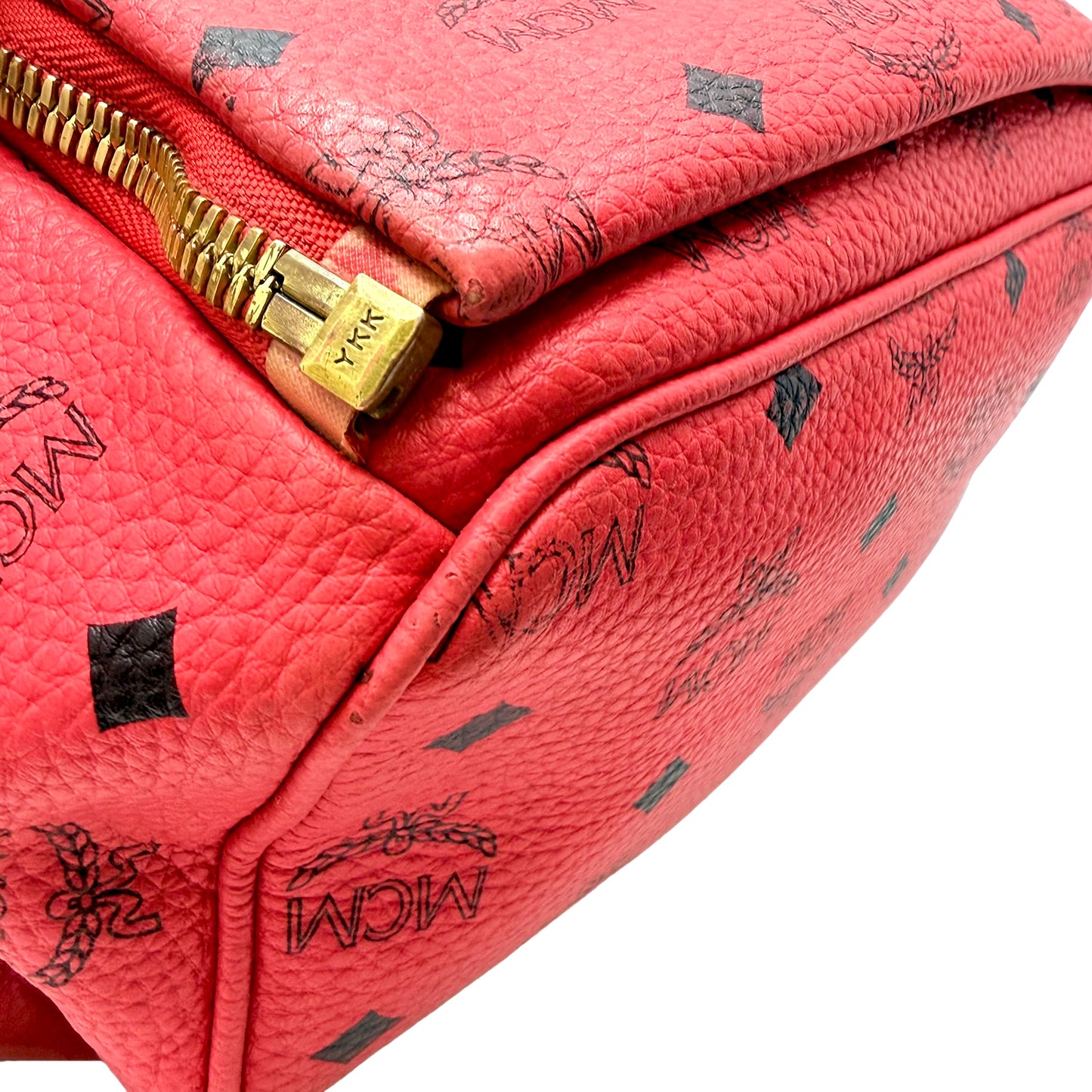 #1145 MCM Studded Hermosa Backpack in Coral Visetos