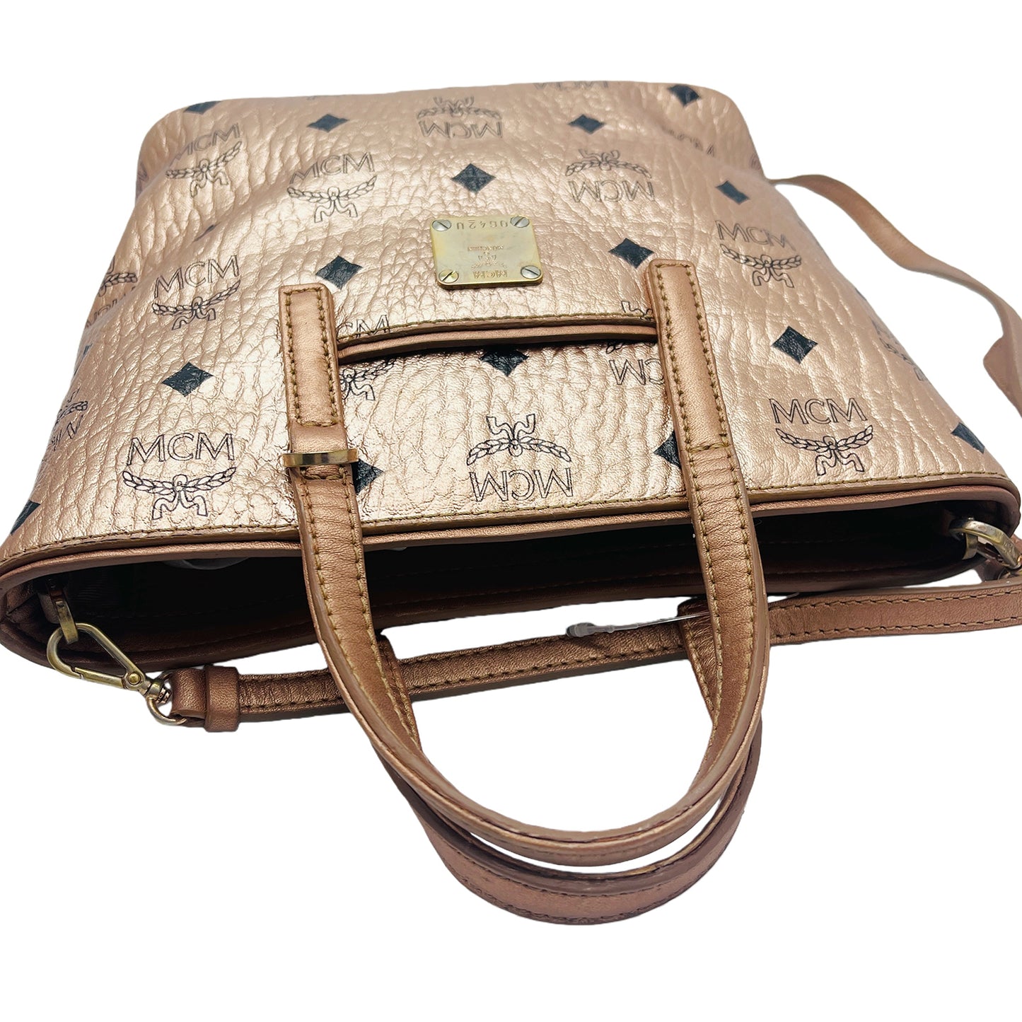 #1146 MCM Anya Mini in Metallic Champagne Visetos
