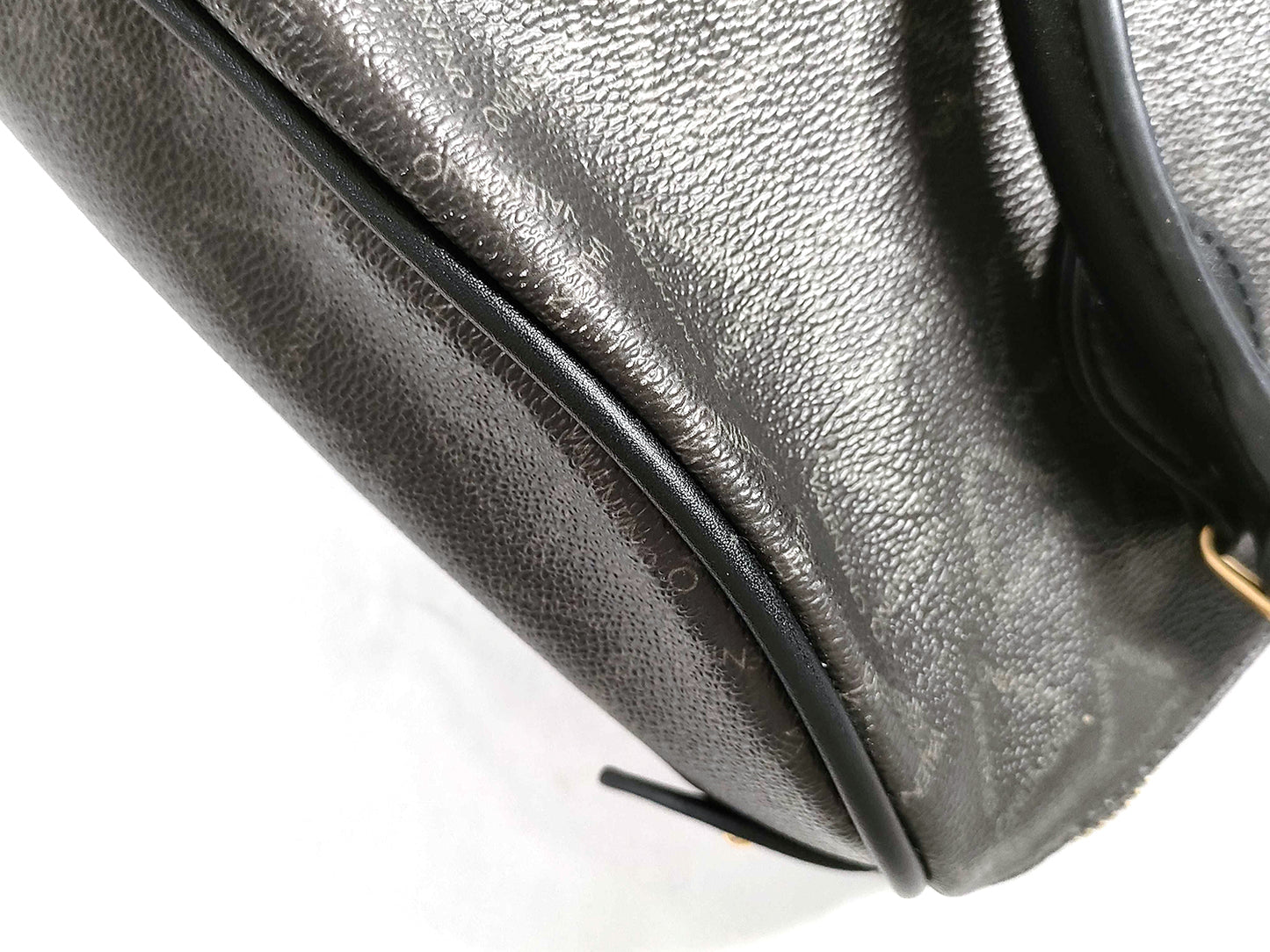 #1373 MARIO VALENTINO Grey Monogram Leather Boston Bag