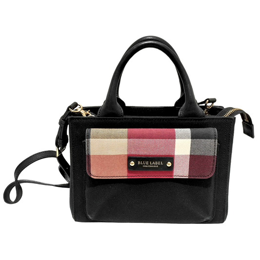 #1150 BURBERRY Blue Label - Black & Red Check Tote