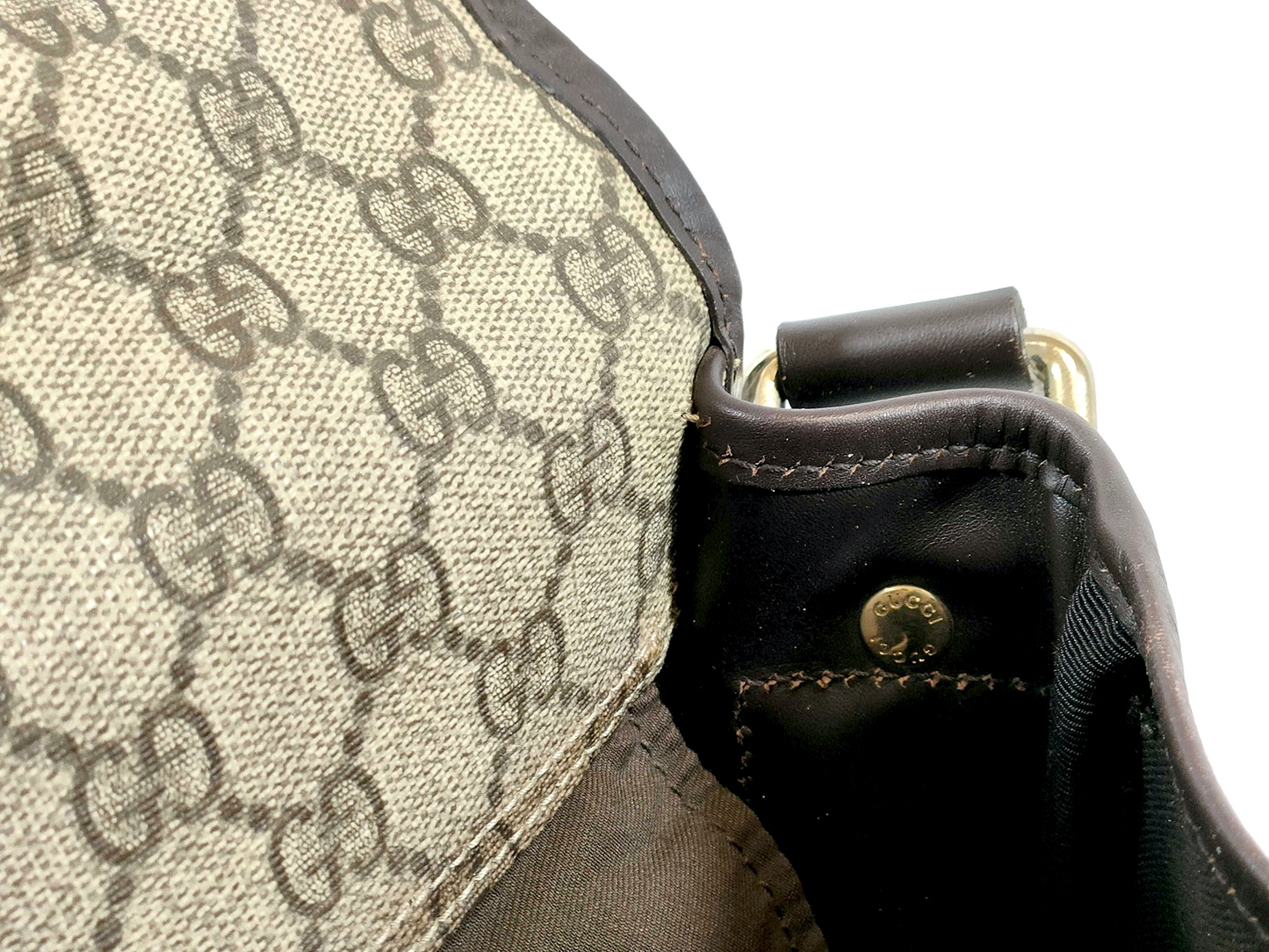 #1265 GUCCI GG Supreme Web Flap Messenger Bag