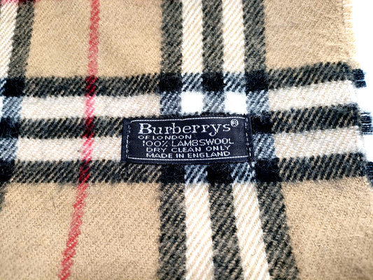 #1321 BURBERRY Vintage Archive Beige Check 100% Lambswool Scarf