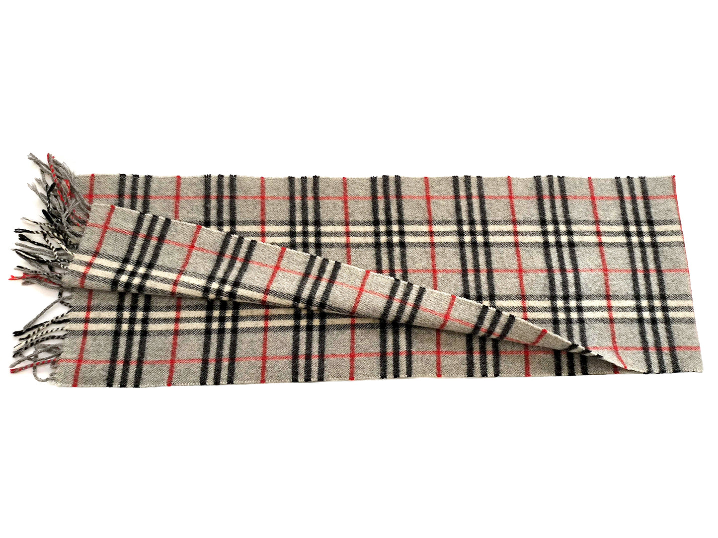 #1335 BURBERRY Vintage Gray Check 100% Lambswool Scarf