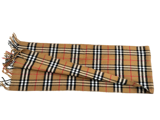 #1324 BURBERRY Vintage Archive Beige Check 100% Lambswool Scarf