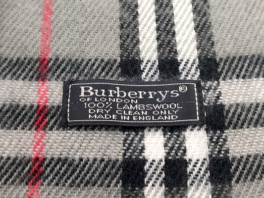 #1339 BURBERRY Vintage Gray Check 100% Lambswool Scarf