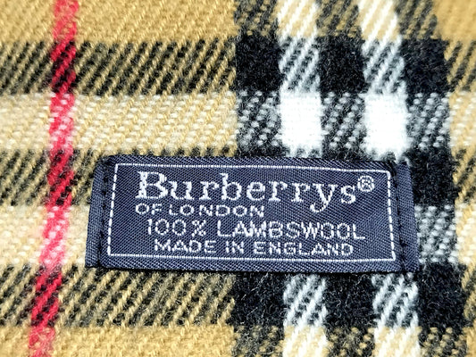 #1319 BURBERRY Vintage Archive Beige Check 100% Lambswool Scarf