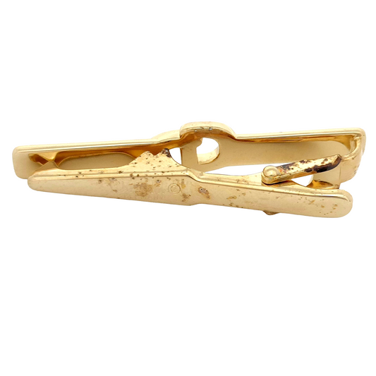 #1245 CHRISTIAN DIOR Vintage Logo Gold-tone Tie Clip