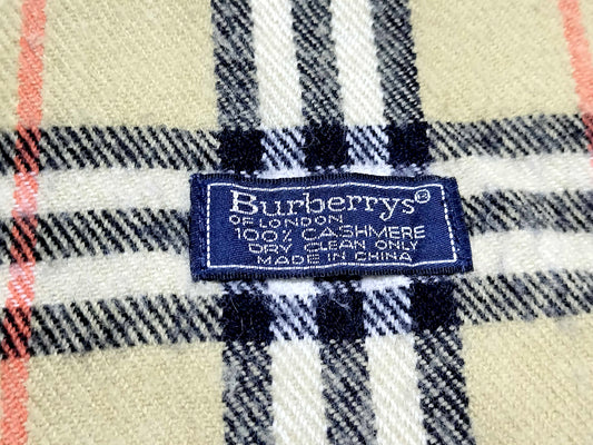 #1523 BURBERRY Vintage Archive Beige Check 100% Cashmere Scarf