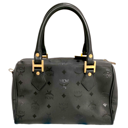 #1196 MCM Mini Boston Black Visetos