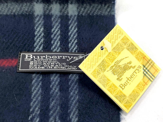#1533 BURBERRY Vintage Blue Check 20% Wool 80% Acrylic Double-sided Scarf