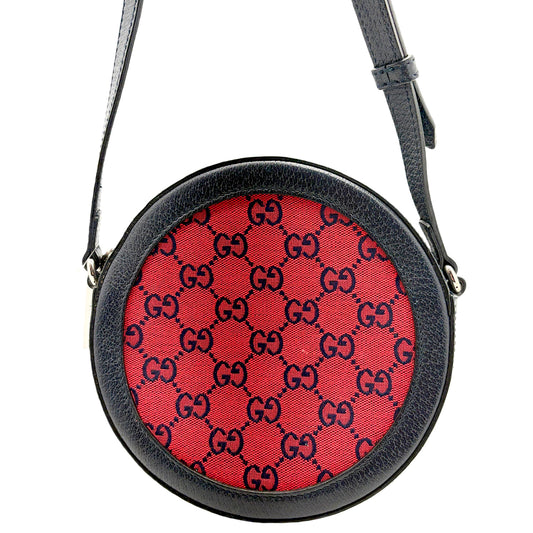 #1236 GUCCI Interlocking G Patch Round Ophidia Red Canvas Bag