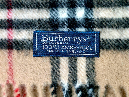#1352 BURBERRY Vintage Archive Beige Check 100% Lambswool Scarf