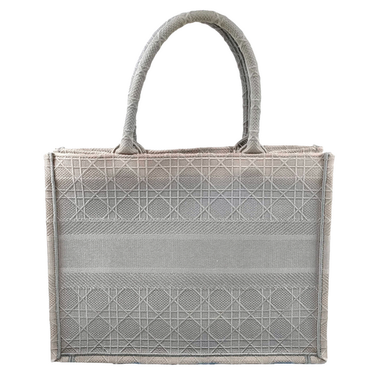 #1299 CHRISTIAN DIOR Medium Stone Cannage Book Tote
