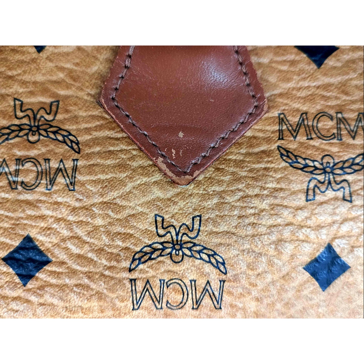 #1141 MCM Boston 34 Bag in Cognac Visetos