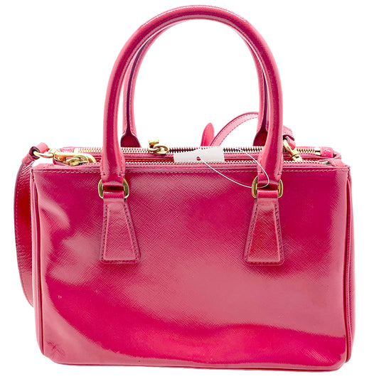 #1193 PRADA Pink Saffiano Vernice Leather Small Galleria Tote