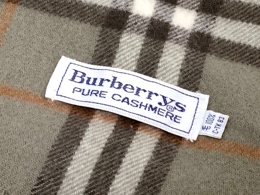 #1522 BURBERRY Vintage Green Check 100% Cashmere Scarf
