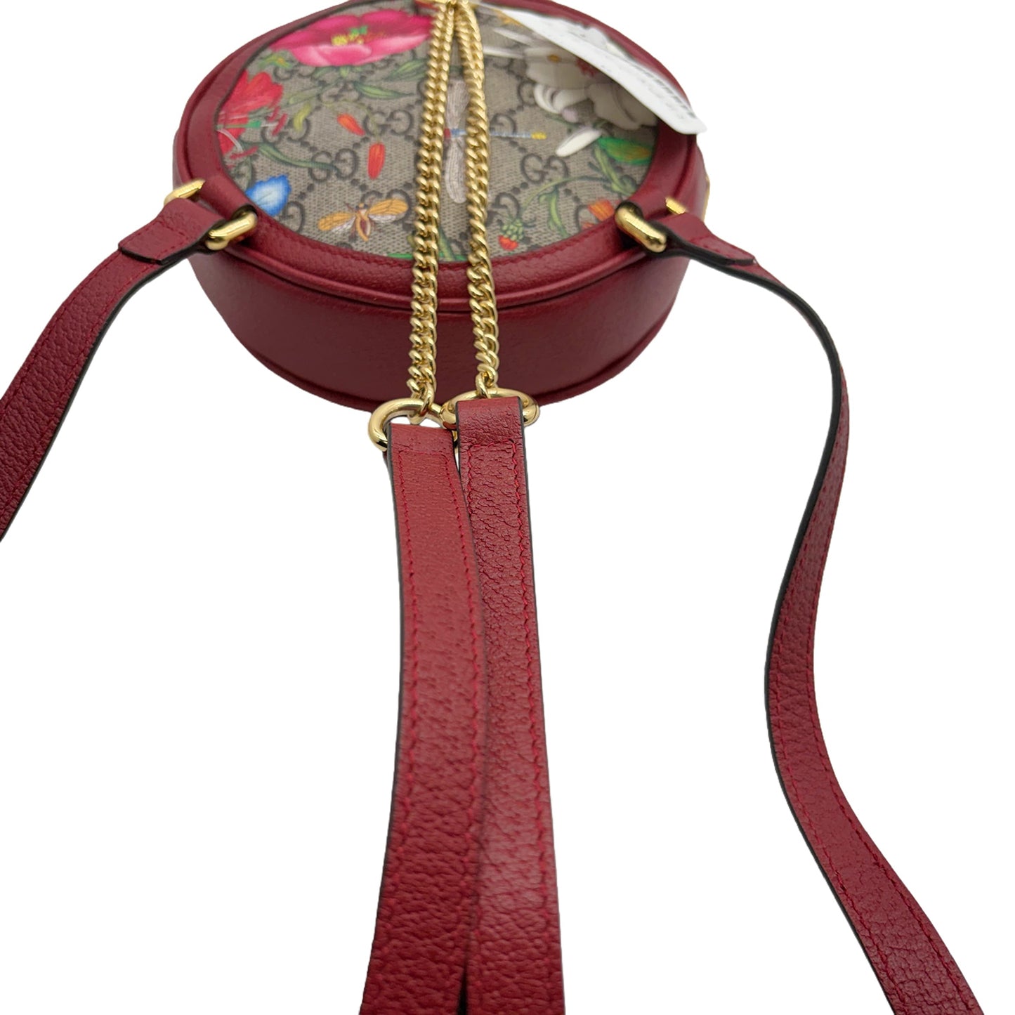 #1162 GUCCI GG Supreme Monogram Web Flora Ophidia Round Backpack