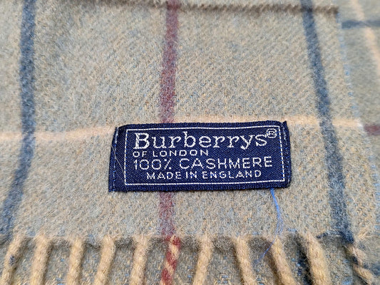 #1521 BURBERRY Vintage Green Tartan 100% Cashmere Scarf