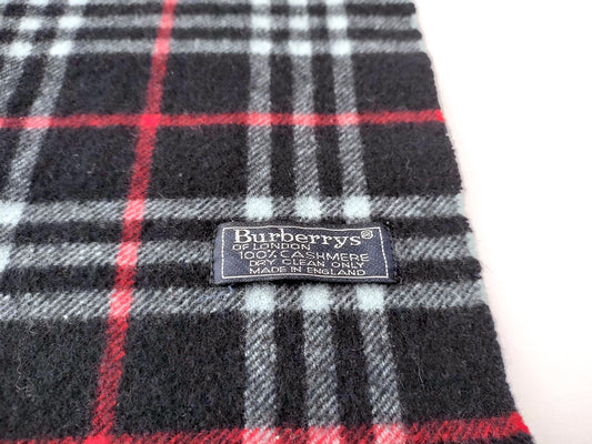 #1532 BURBERRY Vintage Blue Check 100% Cashmere Scarf