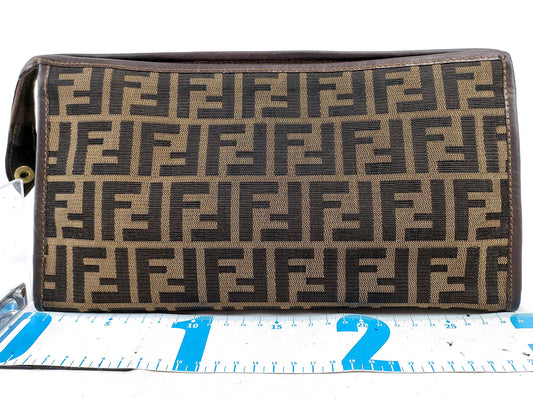 #1504 FENDI Zucca Canvas & Leather Cosmetic Case