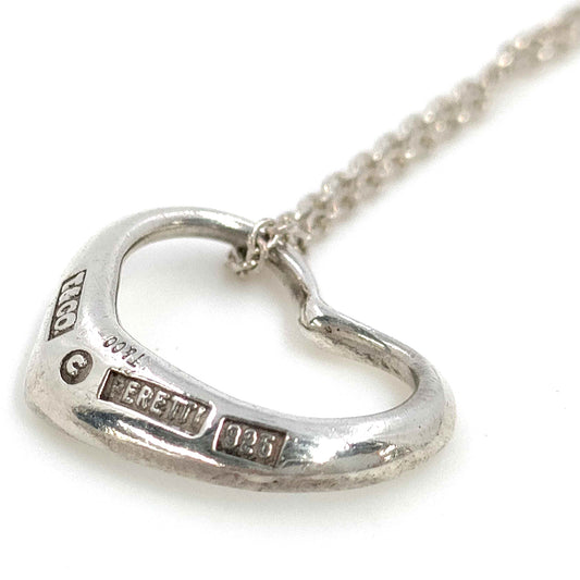 #1515 TIFFANY & CO Elsa Peretti Open Heart Silver Necklace
