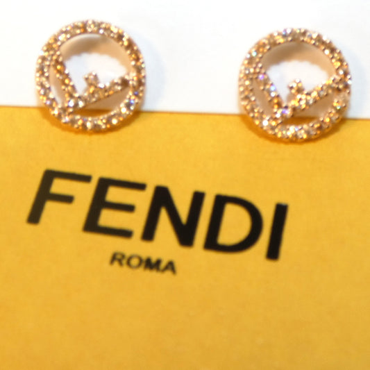 #1376 FENDI F Is Fendi Earrings Champagne Gold MSRP $330