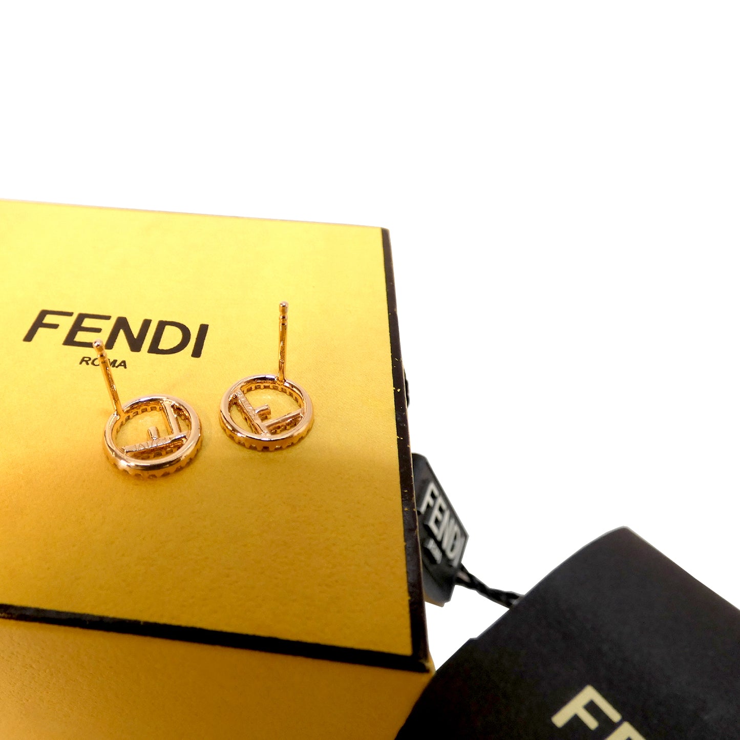 #1376 FENDI F Is Fendi Earrings Champagne Gold MSRP $330