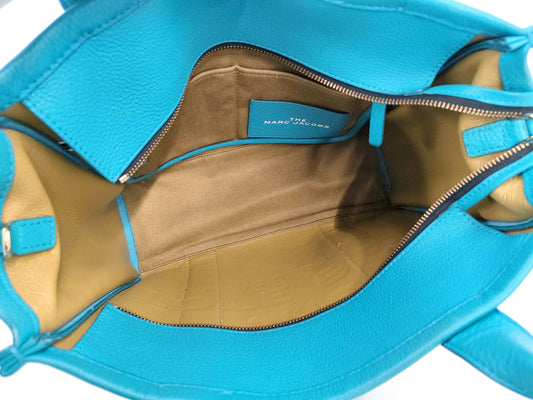 #1425 MARC JACOBS Cyan Leather Top Handle Tote Bag