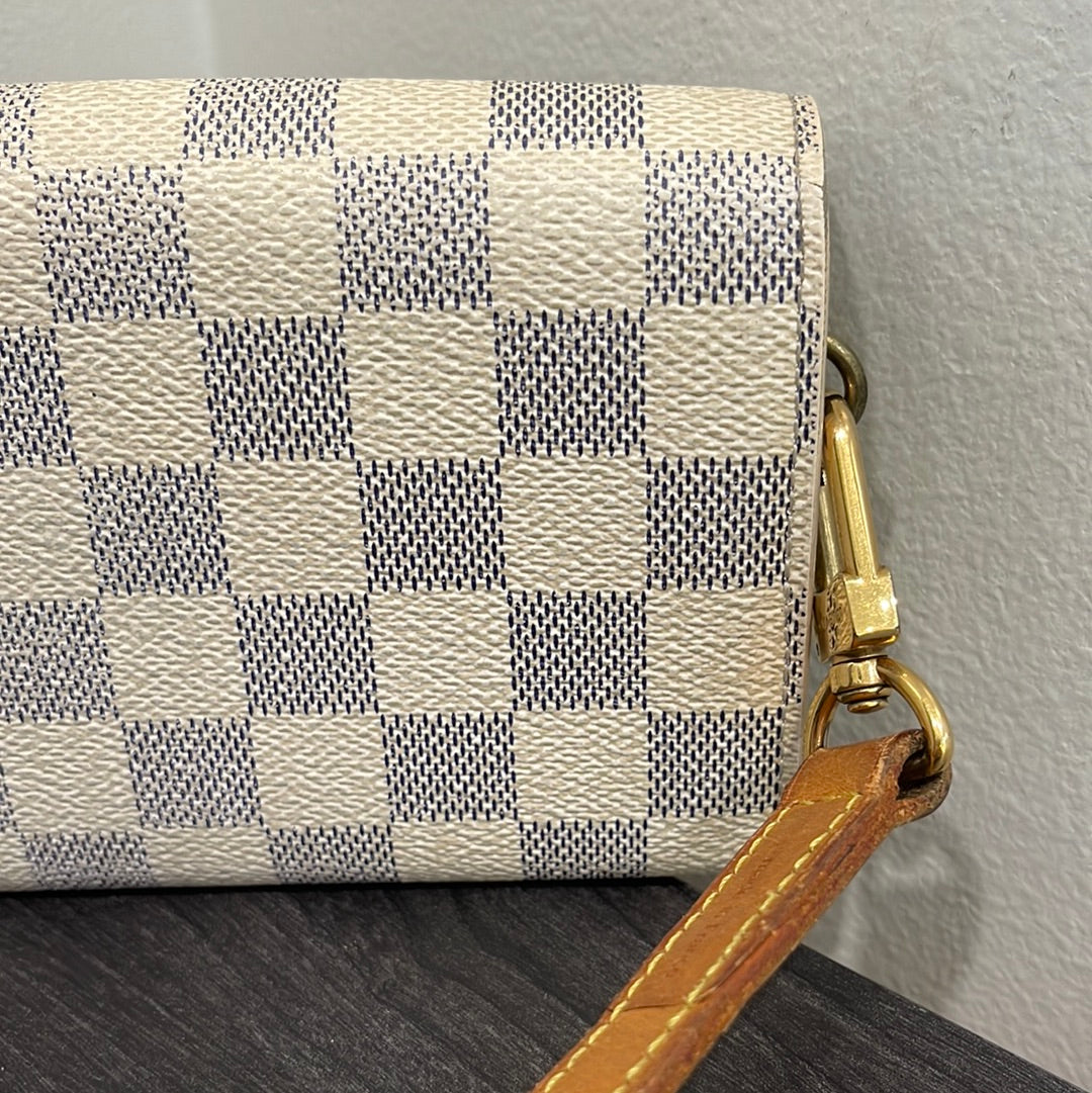 SOLD! Louis Vuitton Damier Wallet with Shoulder Strap