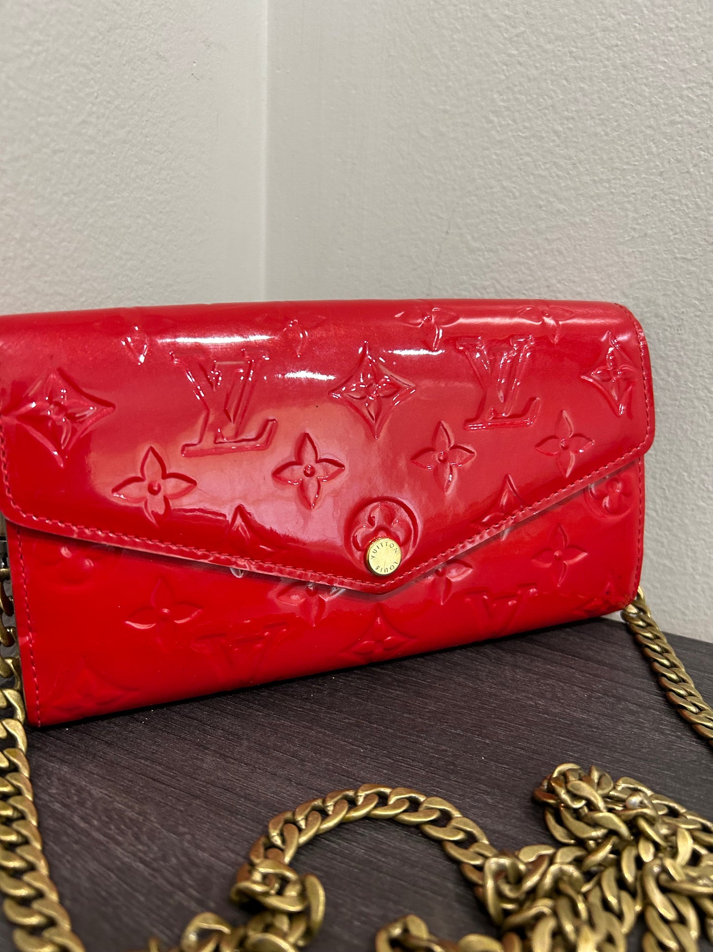SOLD! Louis Vuitton Monogram Vernis Wallet on Chain